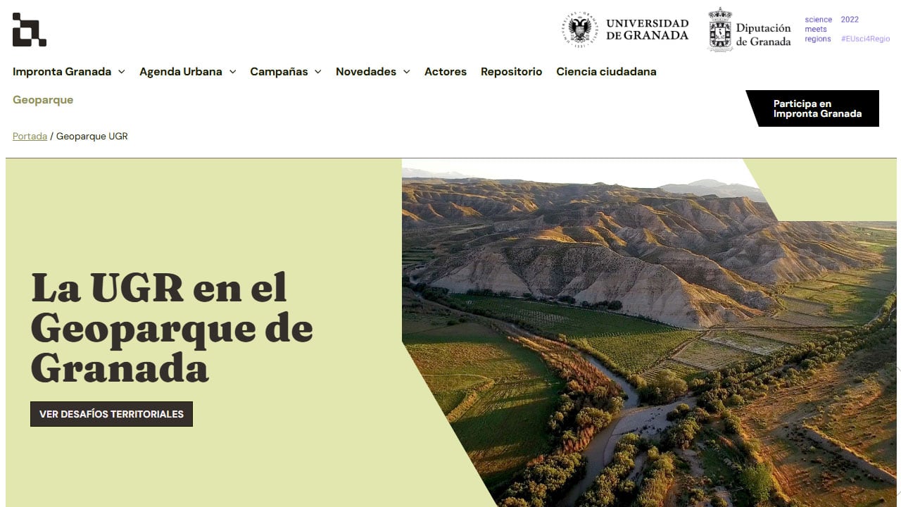 Espacio web de la UGR dedicado al Geoparque de Granada