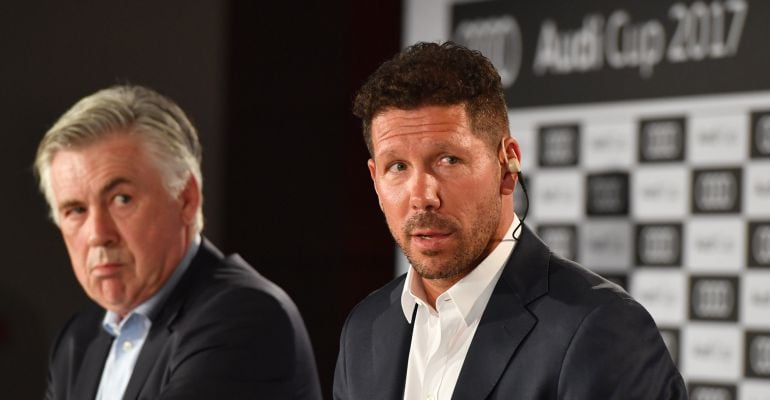 Diego Pablo Simeone, durante su comparecencia de prensa previa a la Audi Cup