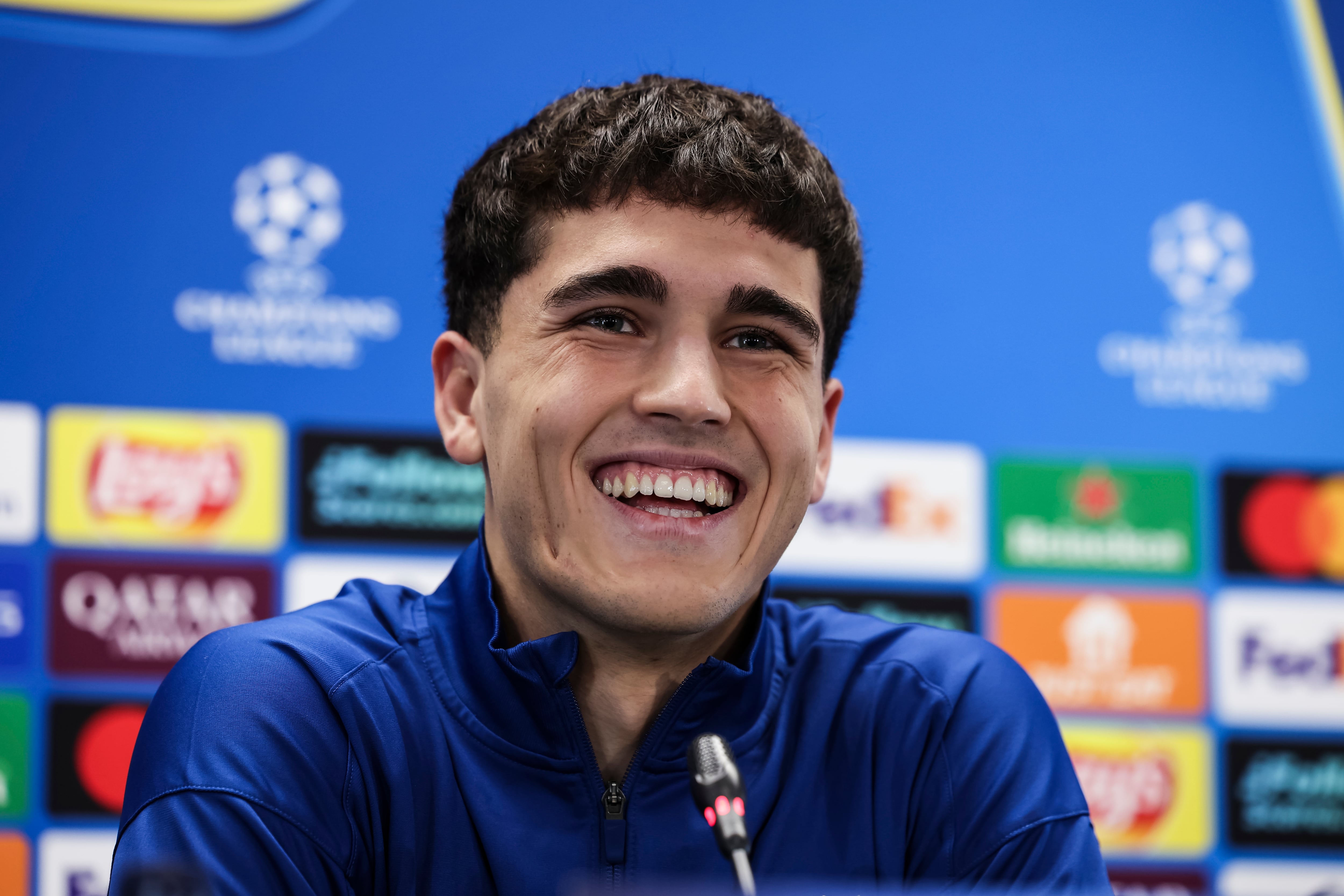 Pau Cubarsí, durante la rueda de prensa previa al FC Barcelona-Newcastle