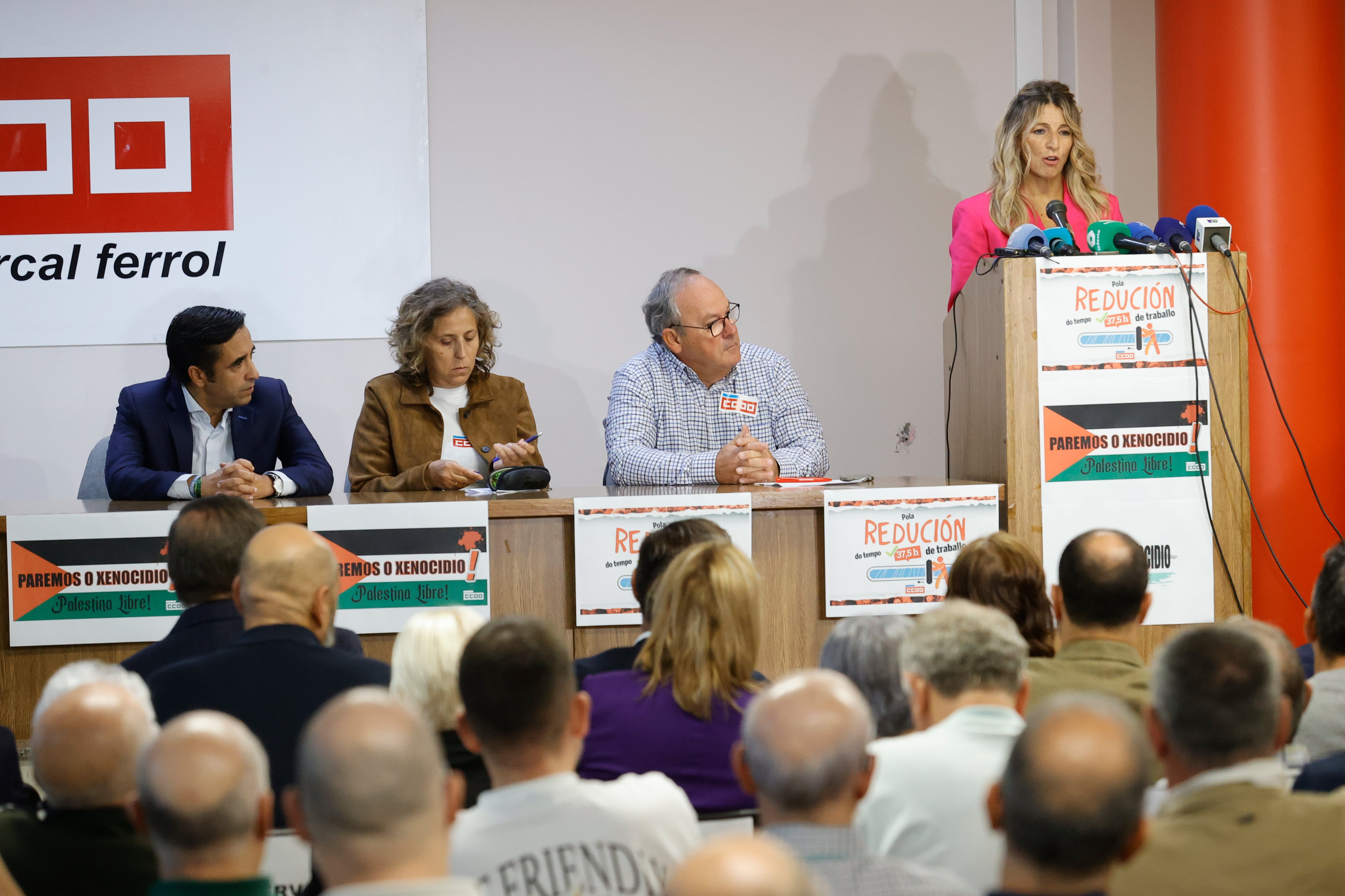 Yolanda Díaz, en la reapertura este viernes del Edificio Sindical de Ferrol (foto: Kiko Delgado / EFE)
