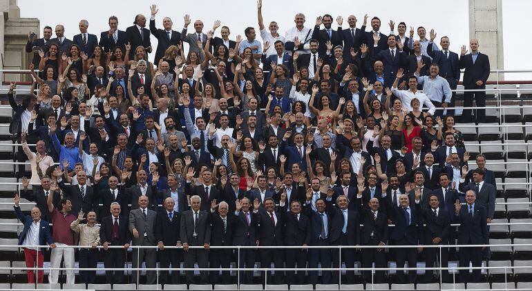 Todos los deportistas españoles que consiguieron medalla en Barcelona 92 reunidos con motivo del homenaje que el diario AS ha organizado por el 25 aniversario de esos Juegos Olímpicos.