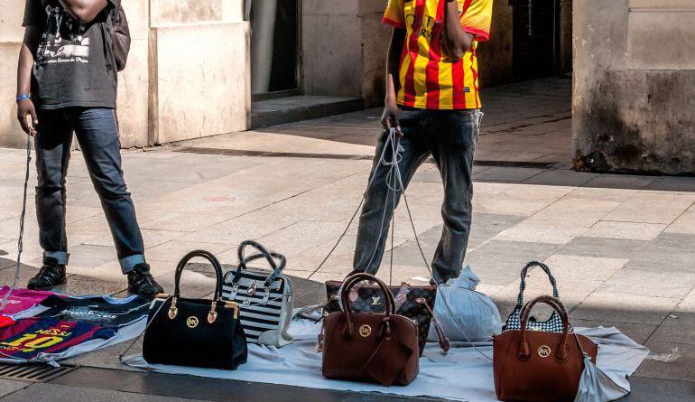 Manteros en una calle