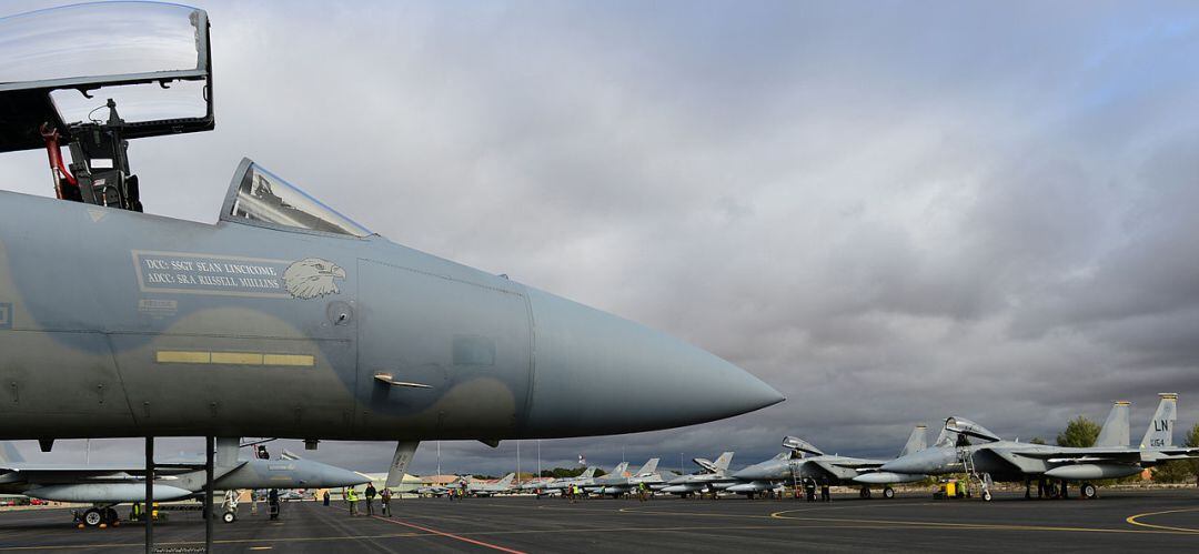 Imagen de archivo de un F15 de EEUU en la Base Aérea de los Llanos