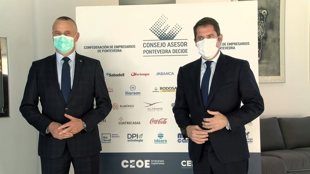 El presidente de la CEP, Jorge Cebreiros, (izq) y el presidente de Cepyme, Gerardo Cuervas (dcha) 