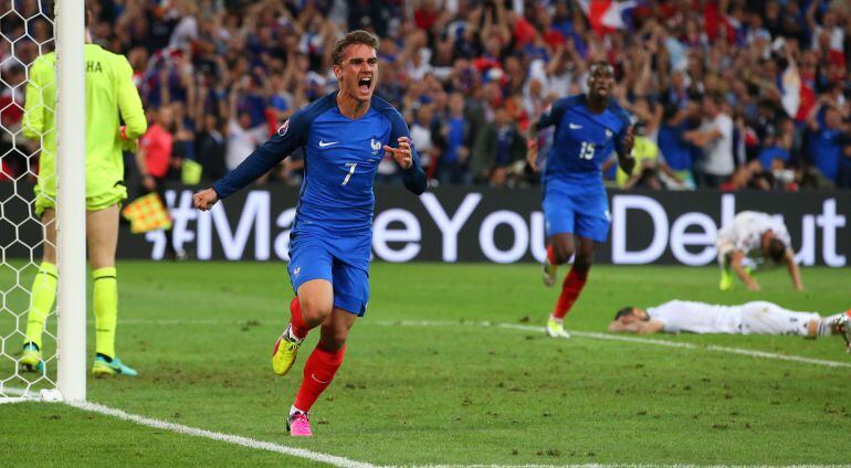 Griezmann celebra con rabia el gol ante Albania