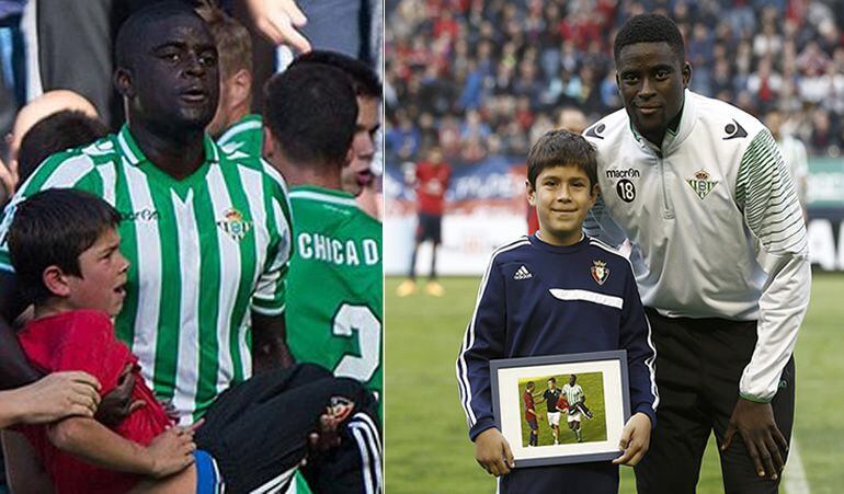 El jugador del Betis ha sido reconocido en El Sadar tras su ejemplar comportamiento en los incidentes del pasado año