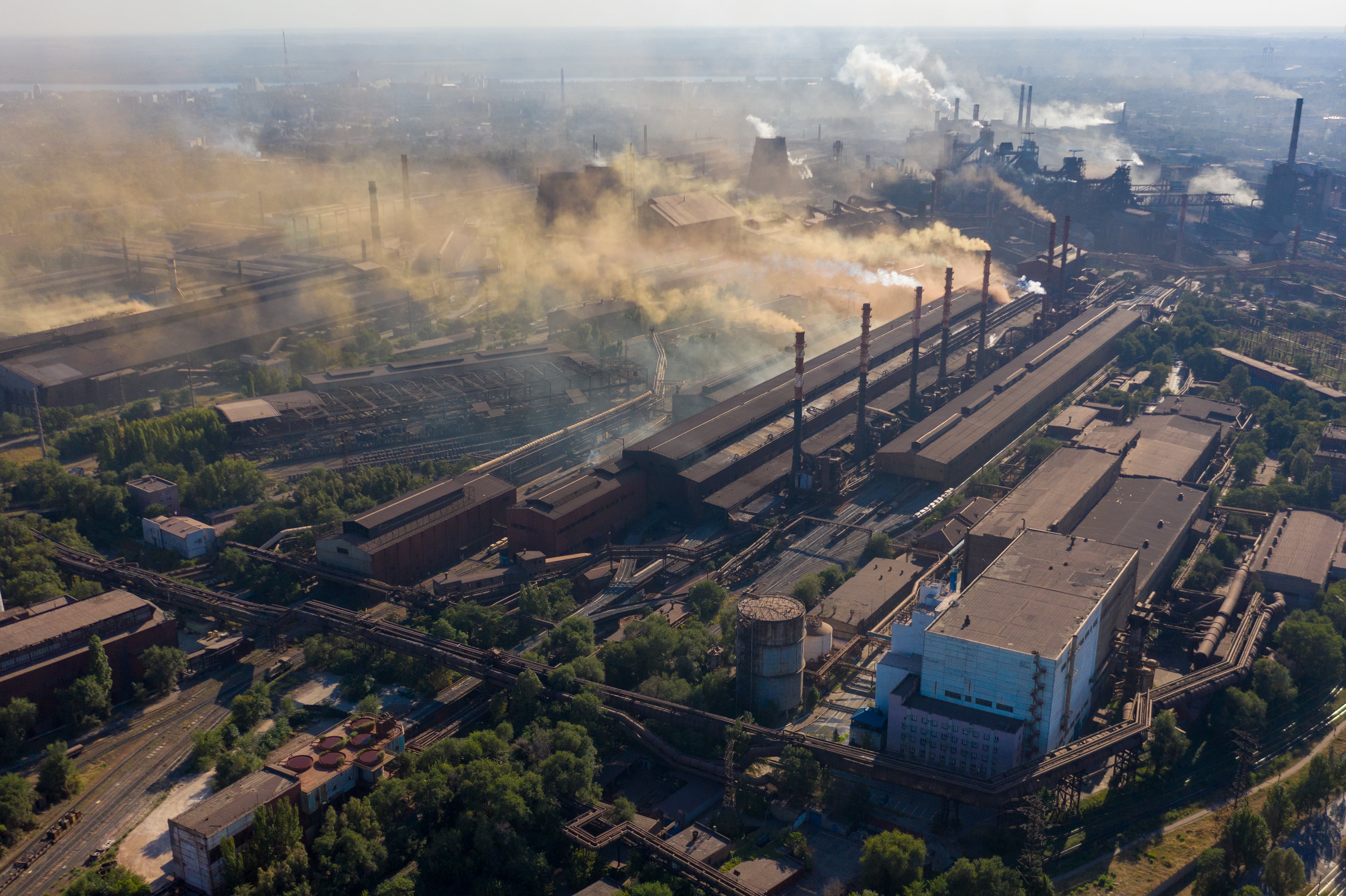 Vista aérea de la central nuclear de Zaporiyia, en Ucrania.