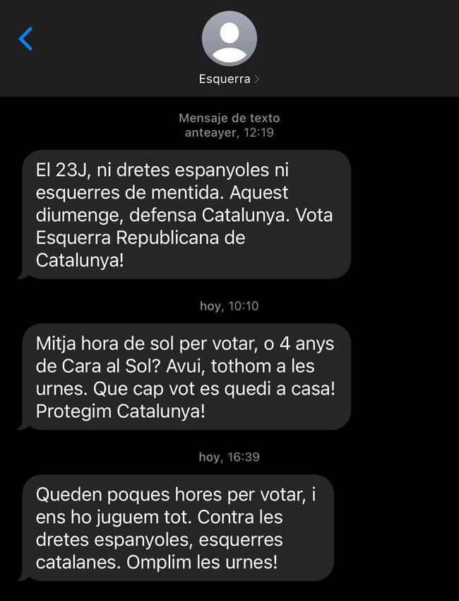 Missatges sms d'ERC pel 23-J
