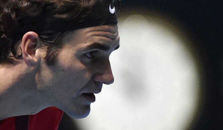 Federer, durante las semifinales de la Copa Masters frente a Wawrinka