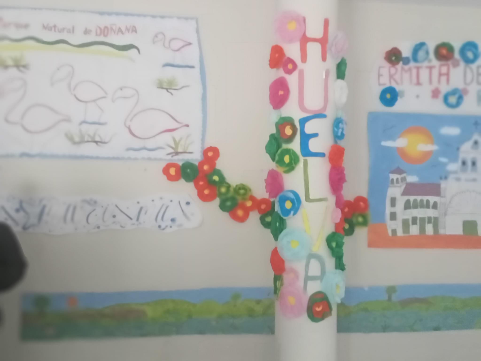 Mural dedicado a la provincia de Huelva, elaborado por la clase de 2 º ESO C