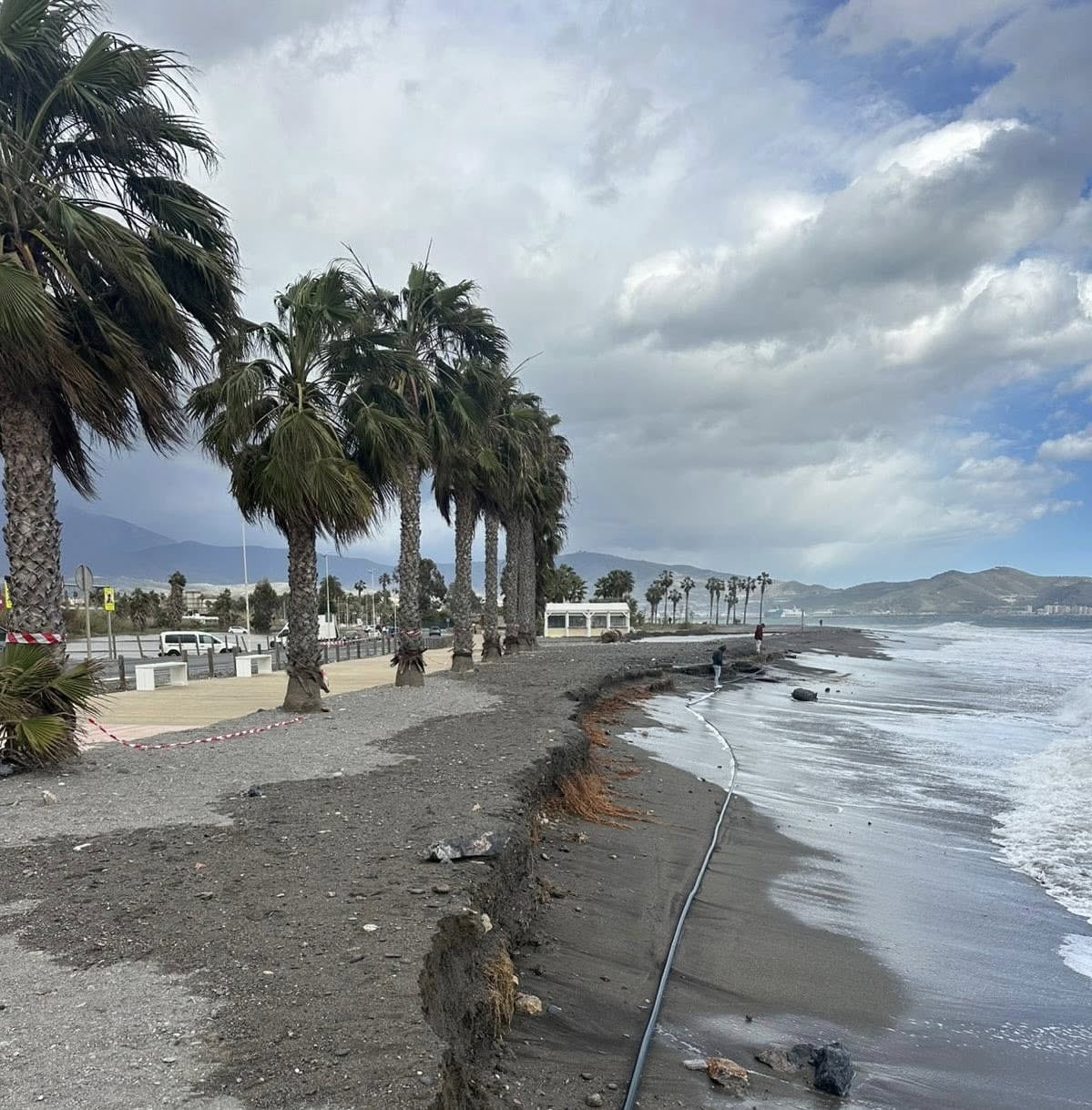 Daños por el temporal en la playa de Motril (Granada)