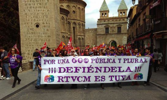 Los trabajadores de la RTVCM se han sumado al Primero de Mayo en Toledo.