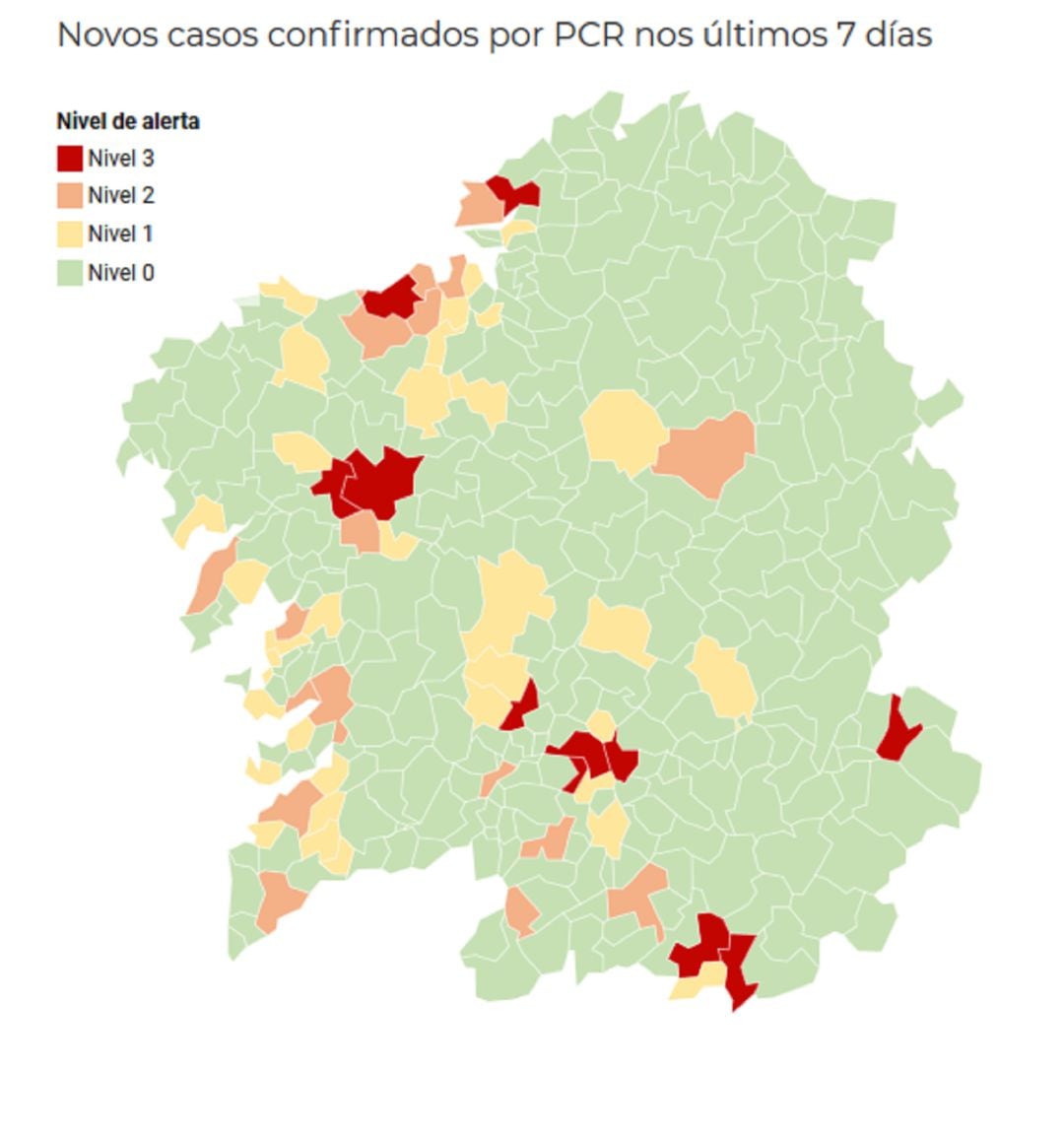 Mapa de incidencia del COVID en Galicia (actualizado el 13.10 a las 18:00)