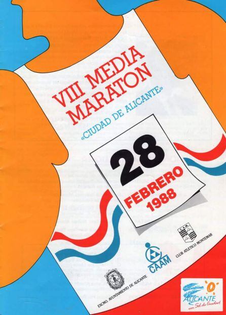 Cartel de la Media Maratón de Alicante celebrada en febrero de 1988