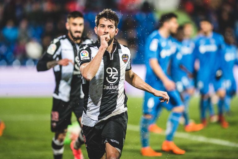 Coke celebra un gol en Getafe.