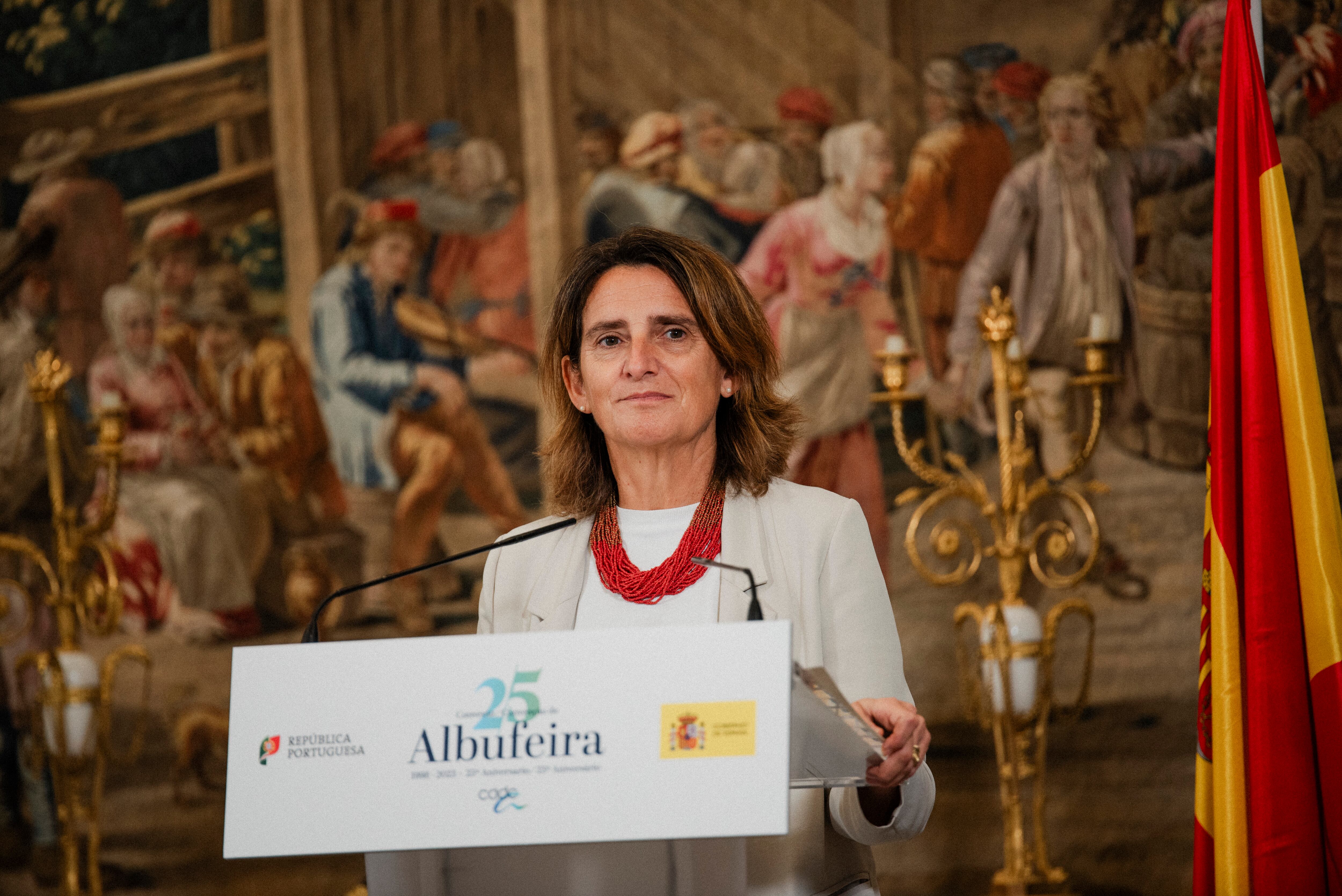 Teresa Ribera en la convención Albufeira celebrada en el Palacio Real de Aranjuez.