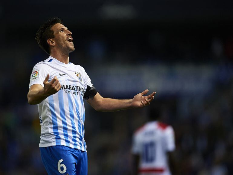 Camacho celebra su gol marcado al Granada en La Rosaleda