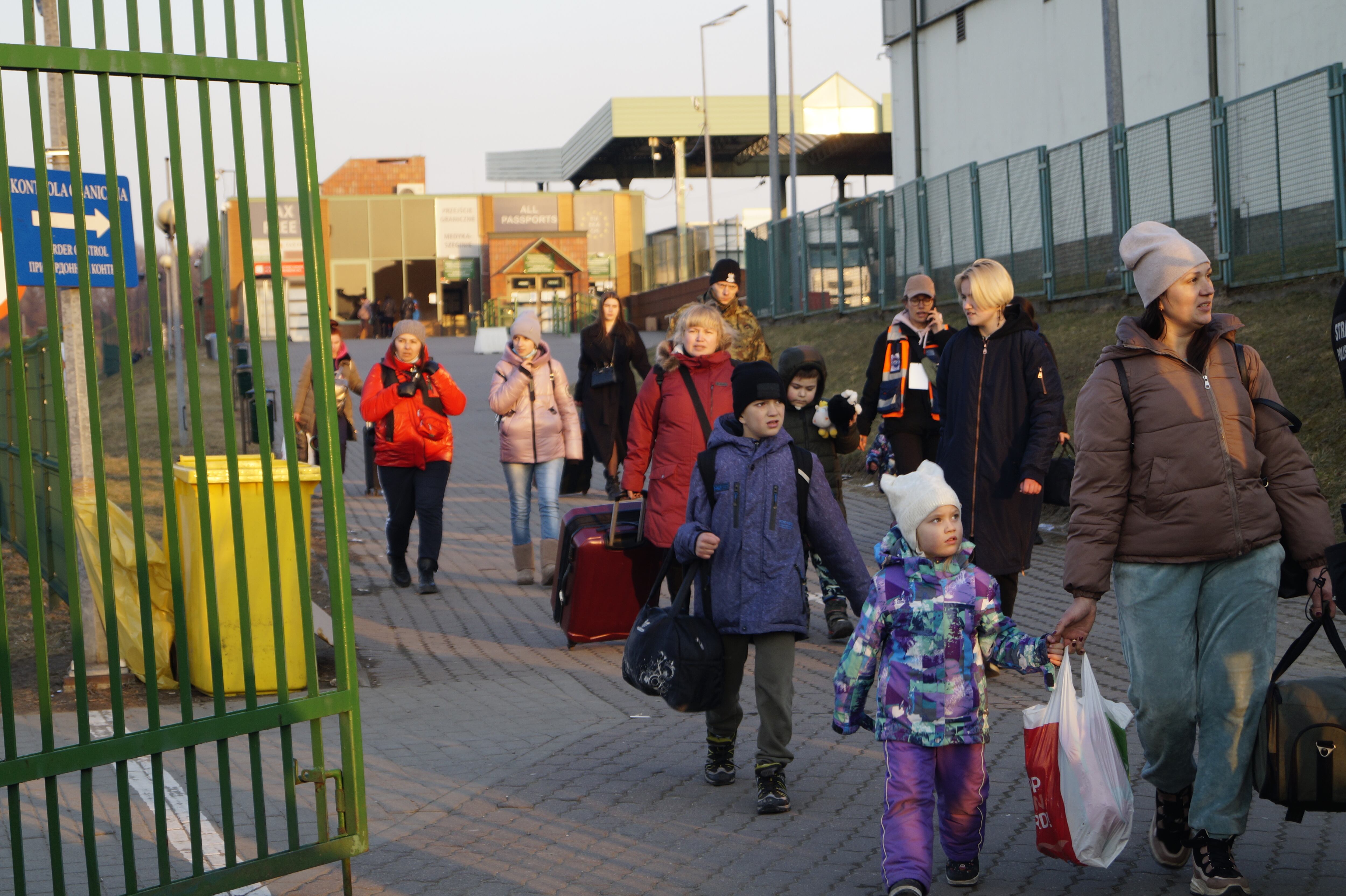 Entrada de refugiados ucranianos en Polonia