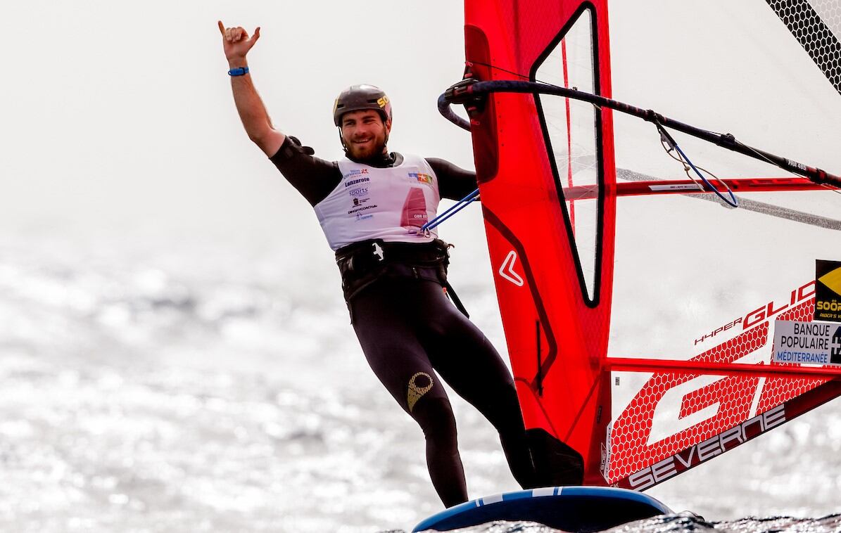 Nicolás Goyard tras la final de los iQFoil Lanzarote Games.