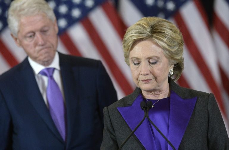 La candidata demócrata a la Casa Blanca, Hillary Clinton, durante su primera aparición pública tras los comicios.