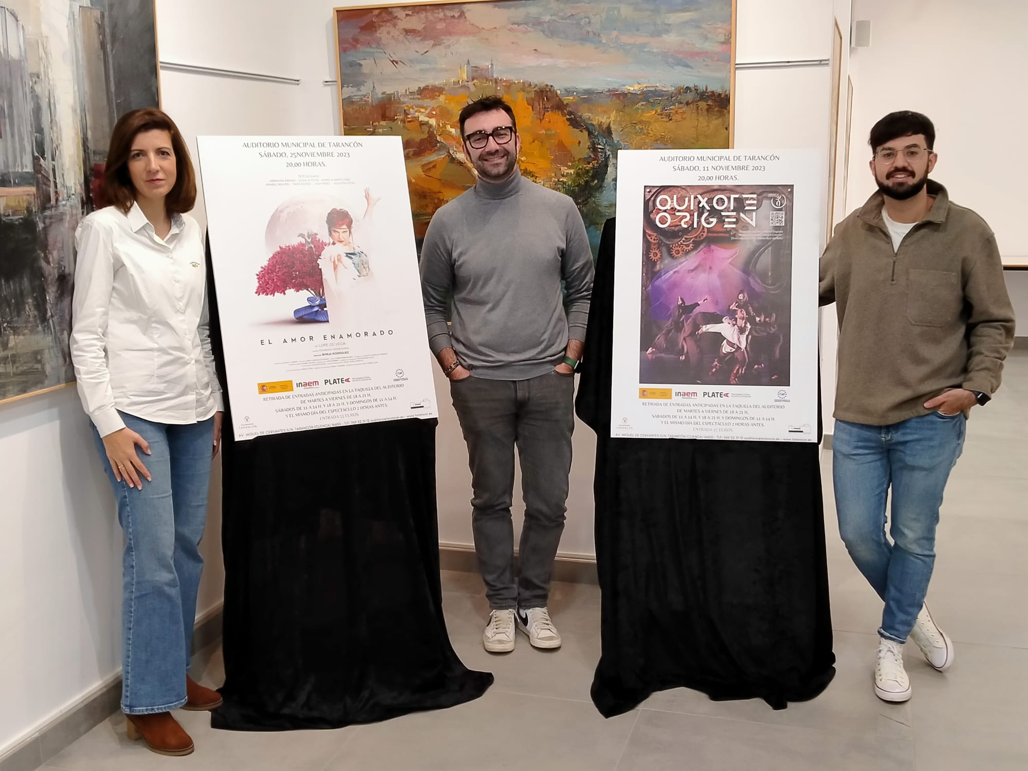 Riánsares López, Raul Añover y Juan Manuel Castejón en la presentación de dos obras del programa Platea en Tarancón