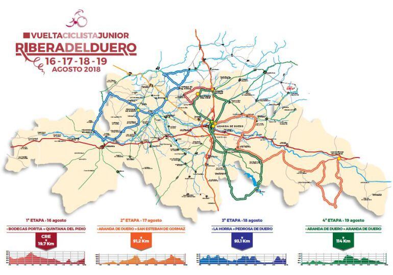 Mapa de las etapas de la III edición de la Vuelta a la Ribera del Duero.