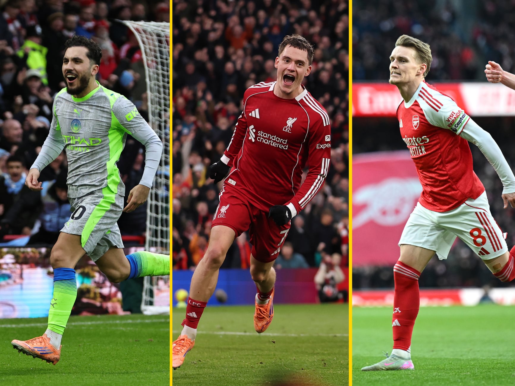 Wirtz, Cherki y Odegaard celebran sus goles en el 'Boxing Day' / Cadena SER