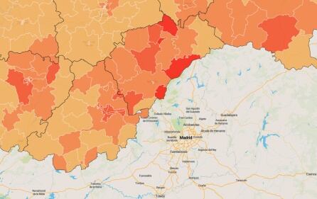 Las zonas fronterizas con Madrid de Segovia, Ávila y Soria muestran un aumento de sus casos en MEDORA respecto a las medias de las provincias