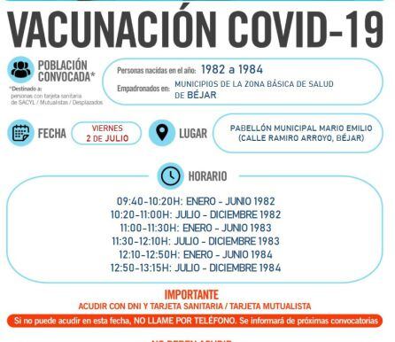 Información de la vacunación en Béjar.