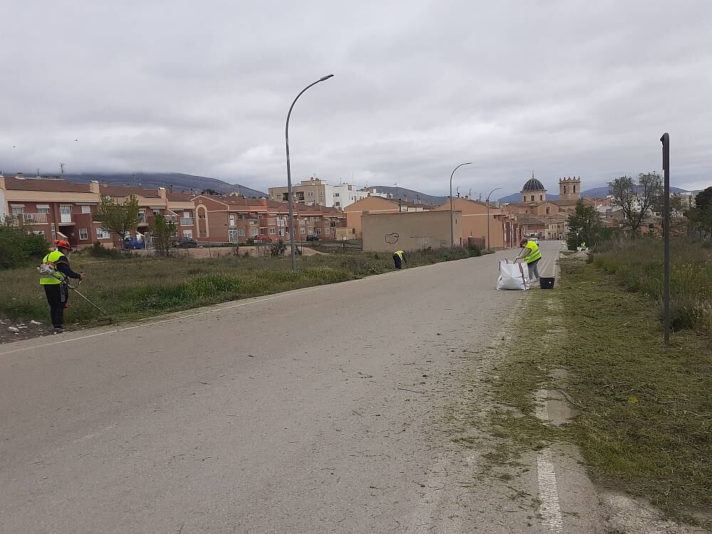 Trabajos de desbroce en Caudete
