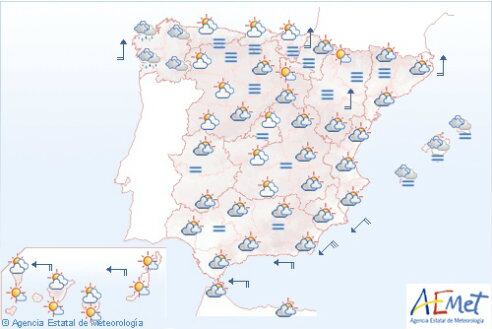 Predicción para el martes, la nubosidad aumentará notablemente.