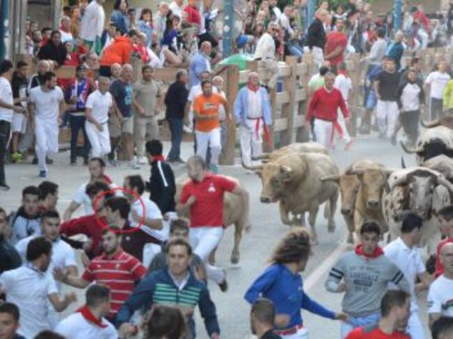 En rojo el herido más grave del encierro