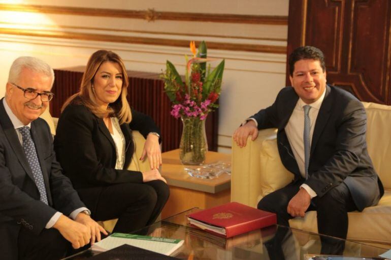 Reunión del Ministro principal de Gibraltar, fabián Picardo con la presidente y el vicepresidente de la Junta, Susana Díaz y Manuel Jiménez Barrios, respectivamente