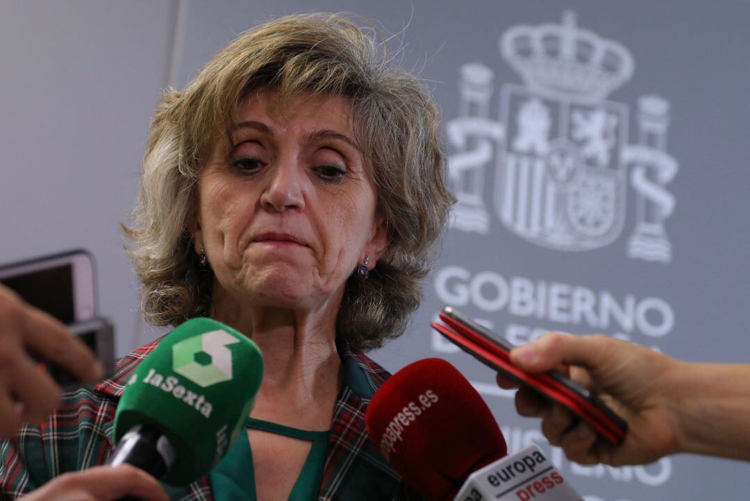 La ministra de Sanidad en funciones, María Luisa Carcedo, atiende a los medios de comunicación.