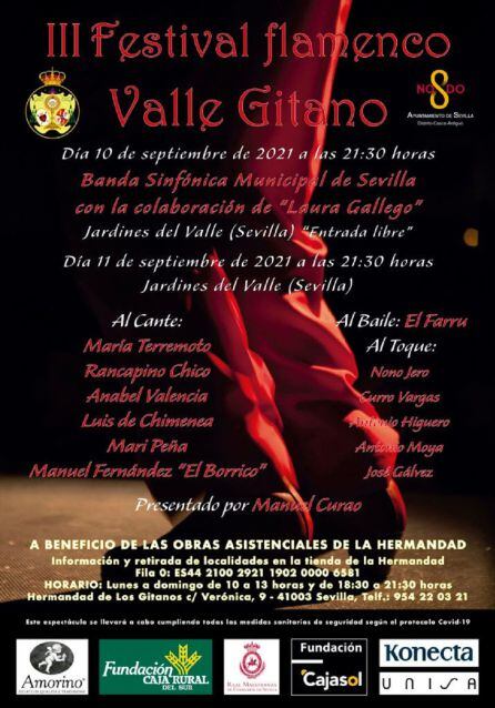 Cartel de artistas para la tercera edición del Festival Flamenco &#039;Valle Gitano&#039;