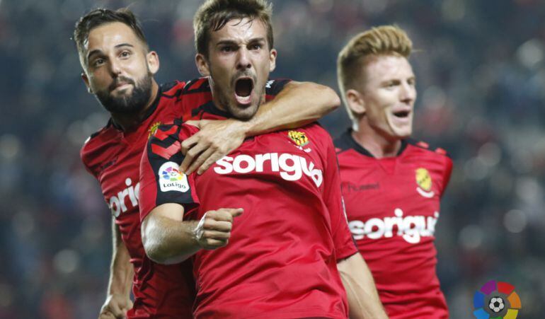 Los jugadores del Nástic celebran un gol durante esta temporada.