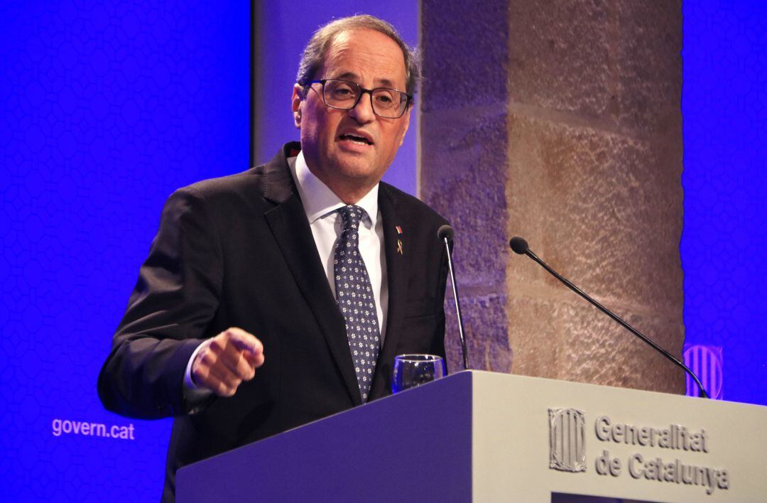 Quim Torra, durante la rueda de prensa