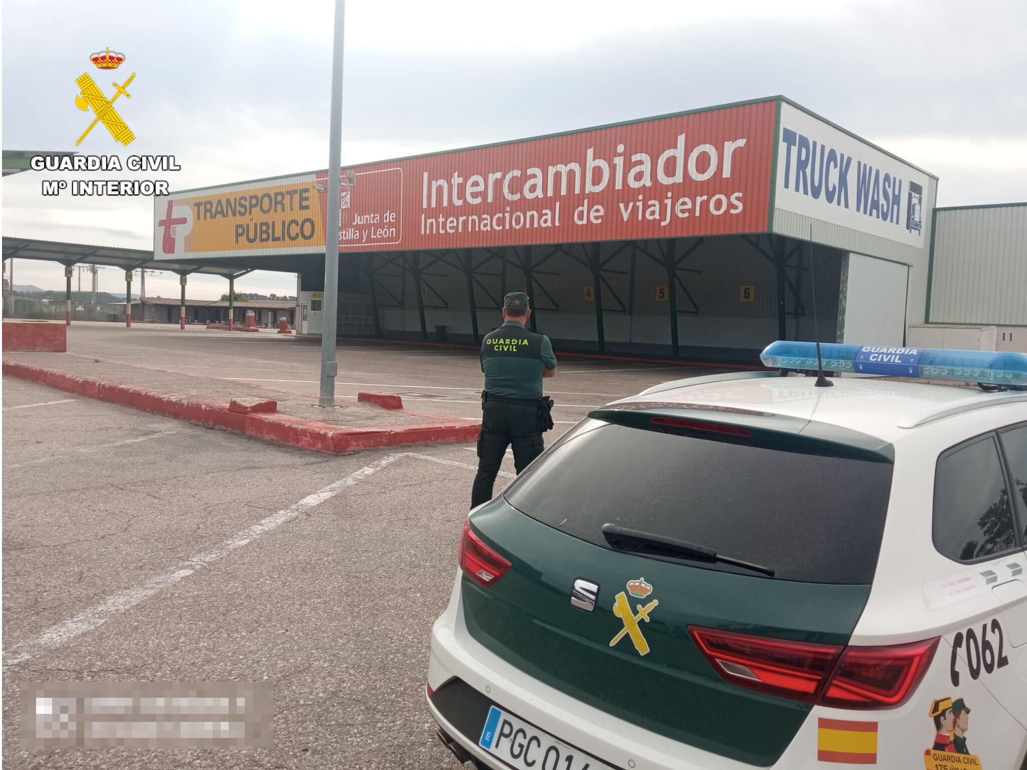 Intercambiador de la estación de servicioen la localidad de Quintana del Puente en la que se ha producido la detención de la mujer