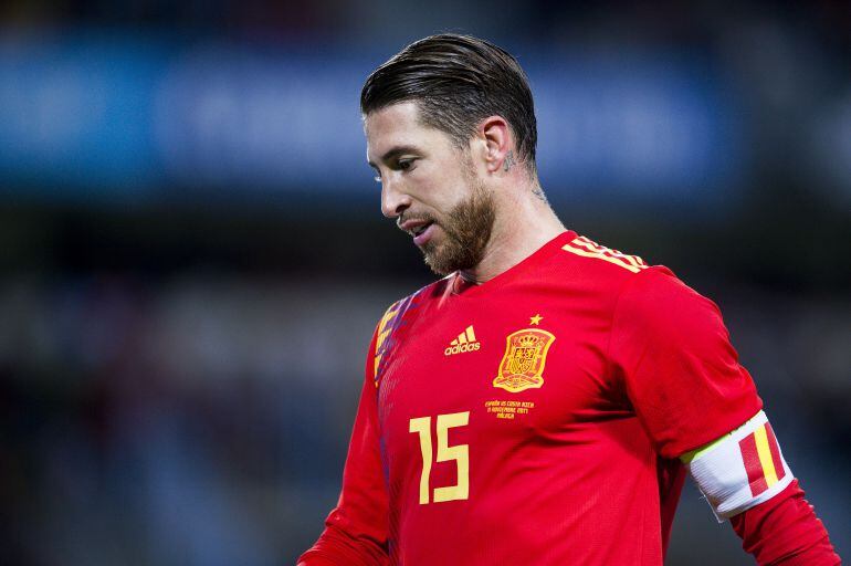 Sergio Ramos, durante un partido con España