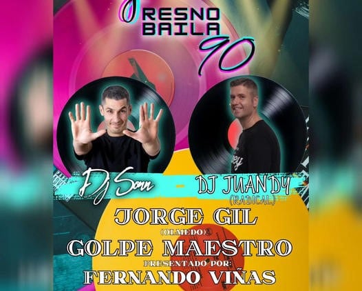 Cartel anunciador de las fiesta de los 90 que se celebrará en Fresno el Viejo