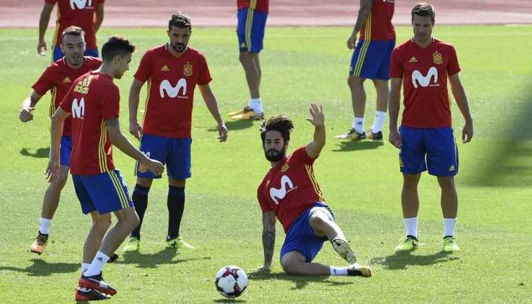 Isco, durante un entrenamiento con la Selección