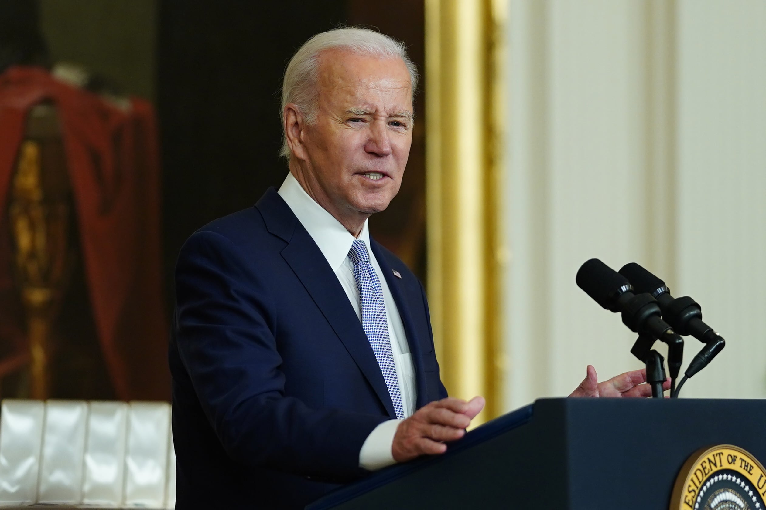 Washington Dc (United States), 06/01/2023.- US President Joe Biden during a ceremony awarding the the Presidential Citizens Medal at the White House, Washington, DC, USA, 06 January 2023. The ceremony marked the second anniversary of the 6th January 2021 attack on the United States Capitol. (Atentado, Estados Unidos) EFE/EPA/WILL OLIVER
