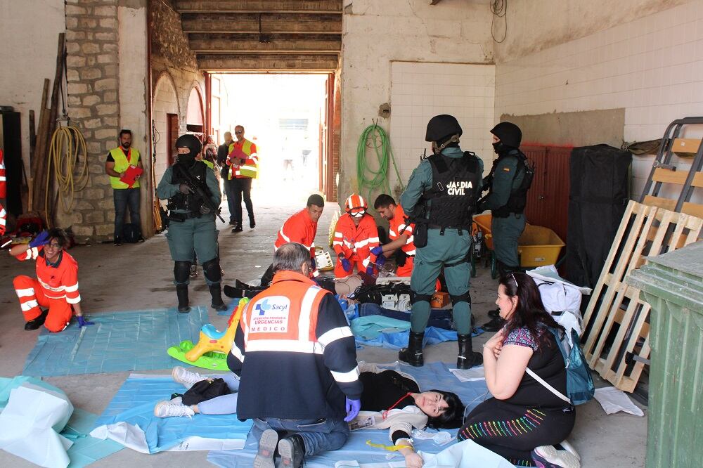 Simulacro en la Plaza de Toros de Cuéllar