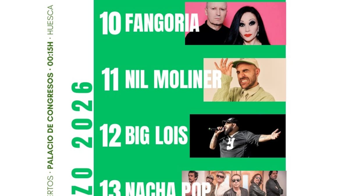 El oscense Andrés Campo, Nil Moliner, Fangoria, Nacha Pop y Big Lois, los conciertos del Palacio de Congresos para San Lorenzo
