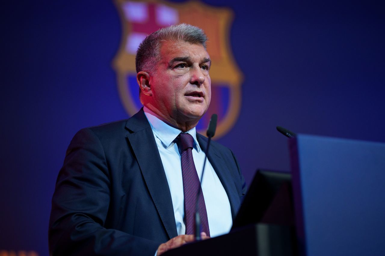 Joan Laporta, en la Asamblea General Ordinaria del FC Barcelona