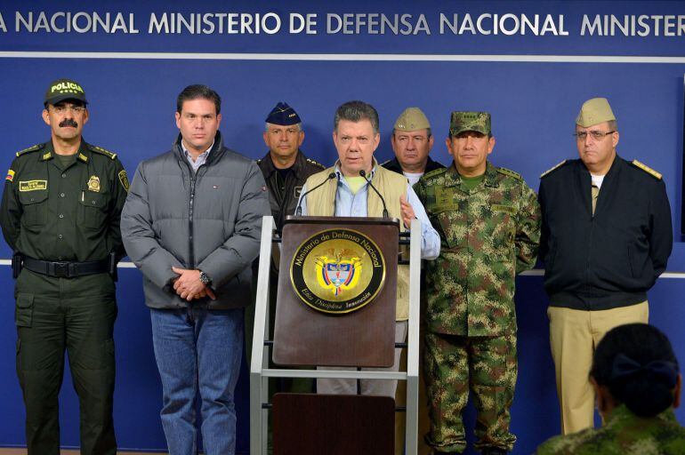 El presidente de Colombia, Juan Manuel Santos, en el momento del anuncio