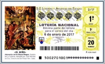 Imagen del décimo emitido para el sorteo de 2017