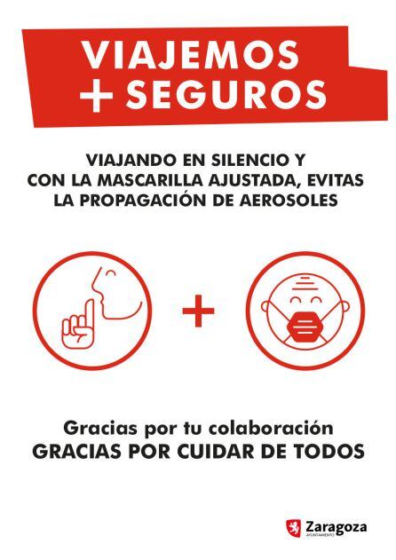 En silencio y con la mascarilla ajustada: la recomendación para viajar en el bus y en el tranvía de Zaragoza