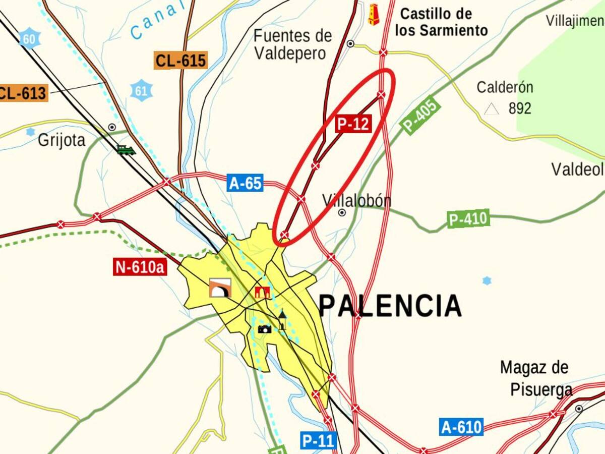 Transportes inicia el 17 de marzo las obras para rehabilitar el firme de la carretera P-12 de acceso a la cuidad de Palencia