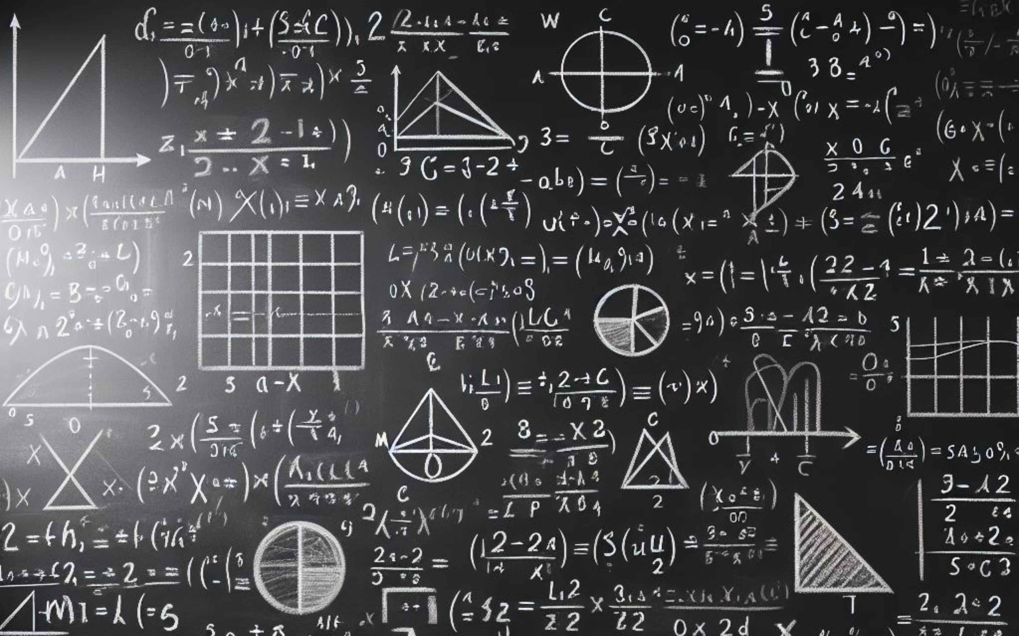 Una pizarra con problemas matemáticos.